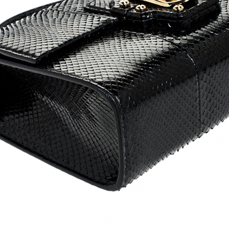 Pre Owned Dolce and Gabbana Black Python Lucia Top Handle Bag