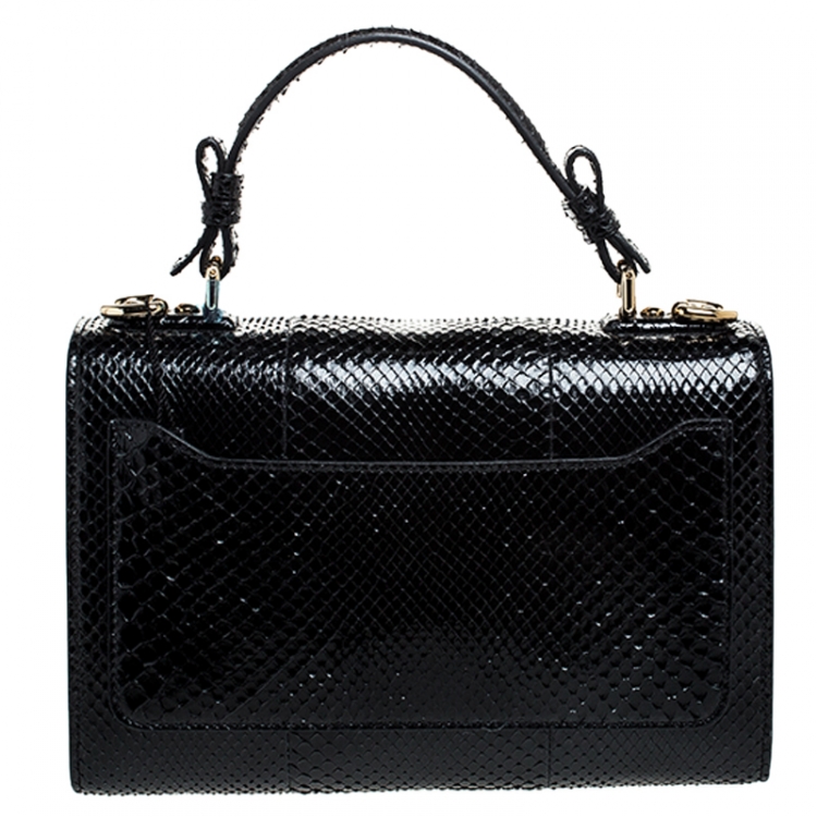 Pre Owned Dolce and Gabbana Black Python Lucia Top Handle Bag