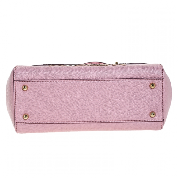 Pre Owned Dolce & Gabbana Pink Leather Medium Viva La Mamma Miss Sicily Bag