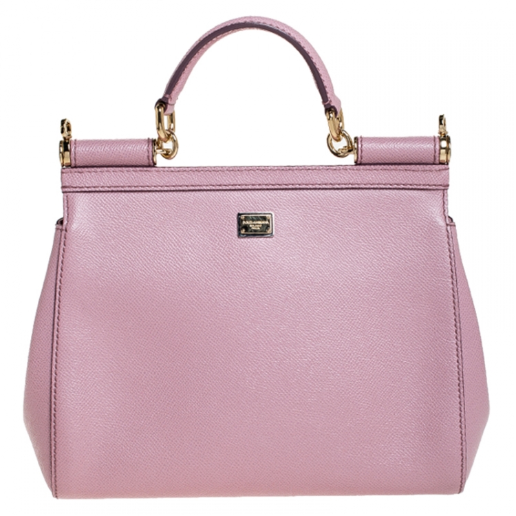 Pre Owned Dolce & Gabbana Pink Leather Medium Viva La Mamma Miss Sicily Bag