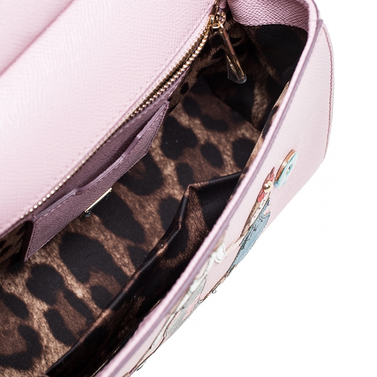 Pre Owned Dolce & Gabbana Pink Leather Medium Viva La Mamma Miss Sicily Bag