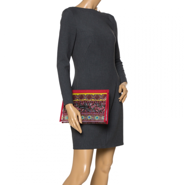 مملوكة مسبقًا Dolce & Gabbana Red Printed PVC Swimsuit Pouch