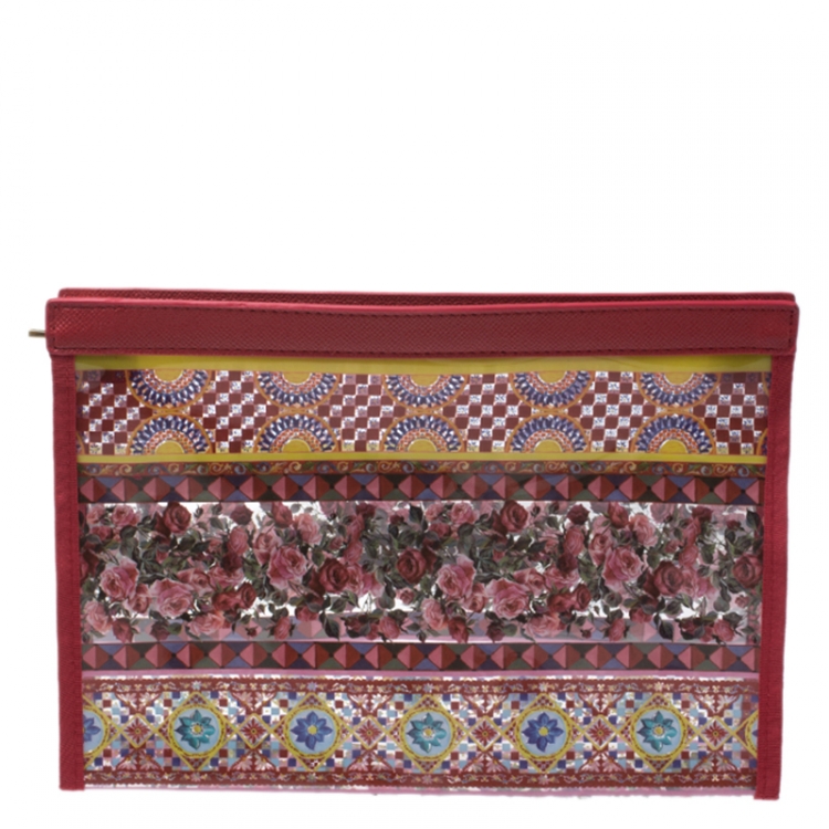 مملوكة مسبقًا Dolce & Gabbana Red Printed PVC Swimsuit Pouch