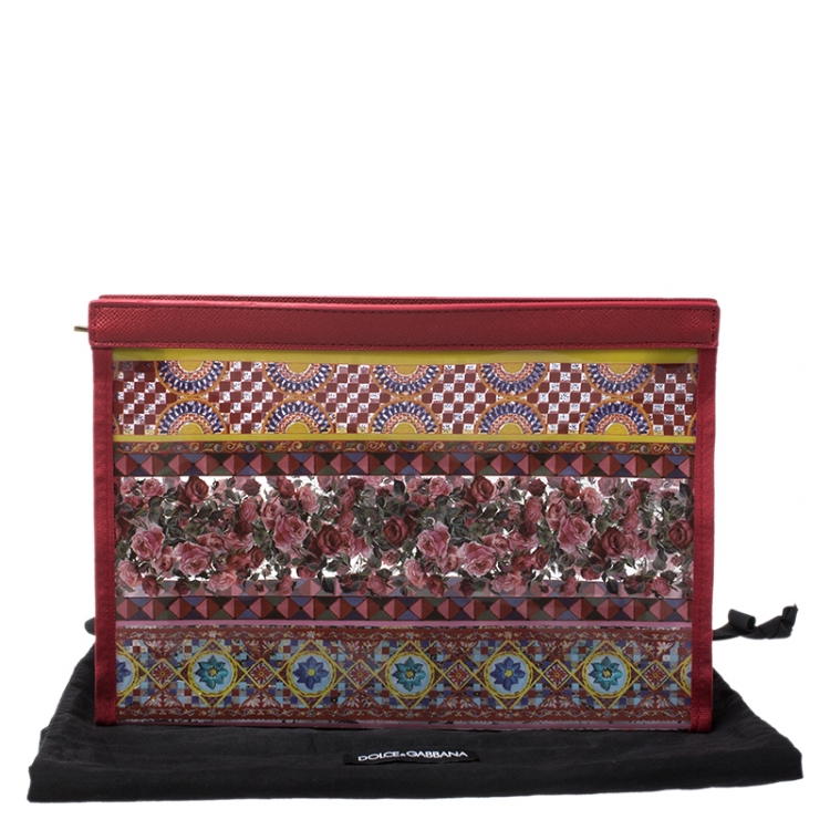 مملوكة مسبقًا Dolce & Gabbana Red Printed PVC Swimsuit Pouch