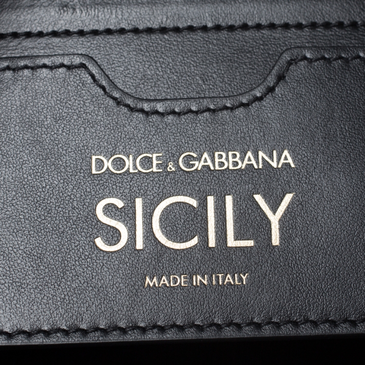 Pre Owned Dolce and Gabbana Black/White Faux Fur Medium Miss Sicily Top Handle Bag
