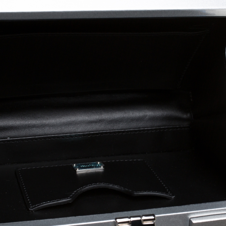 Pre Owned Dolce & Gabbana Blue/Silver Wood Walkman Box Clutch