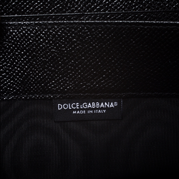 مملوكة مسبقًا Dolce & Gabbana Black Leather Magician DG Family Zip Around Wallet