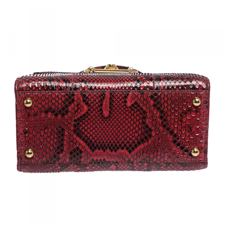 Pre Owned Dolce & Gabbana Red Python and Velvet Welcome Top Handle Bag
