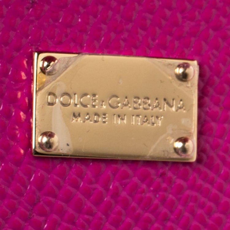 Pre Owned Dolce & Gabbana Fuchsia Leather Small Miss Sicily Top Handle Bag