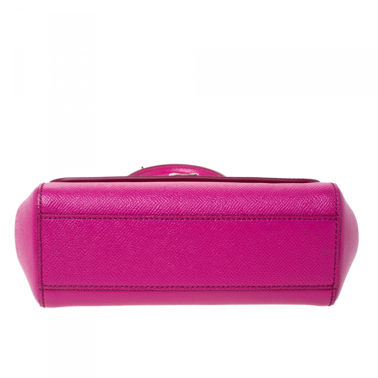 Pre Owned Dolce & Gabbana Fuchsia Leather Small Miss Sicily Top Handle Bag