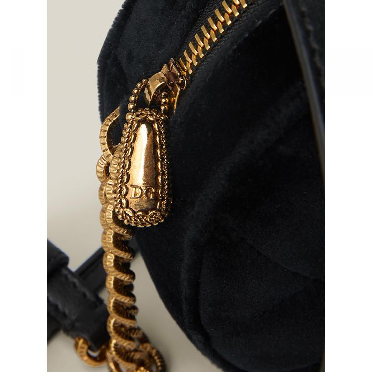 مملوكة مسبقًا Dolce & Gabbana Black Devotion Embellished Velvet Camera Bag