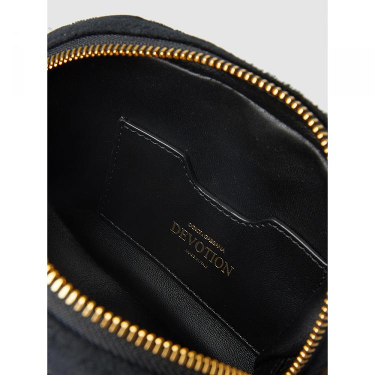 مملوكة مسبقًا Dolce & Gabbana Black Devotion Embellished Velvet Camera Bag