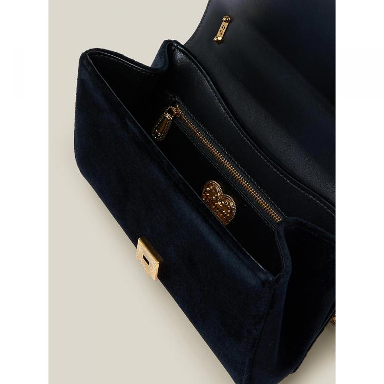 Pre Owned Dolce & Gabbana Black Devotion Quilted Velvet Crossbody Bag