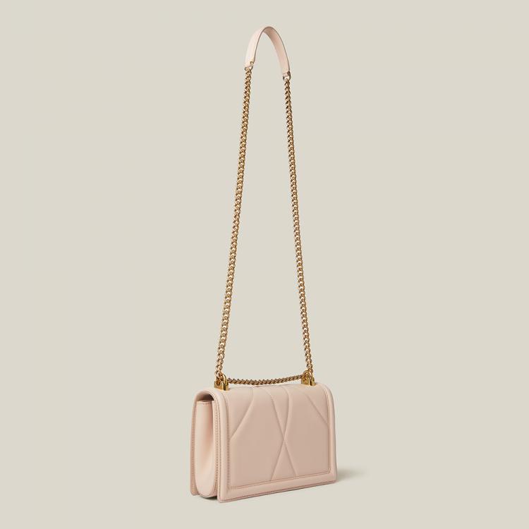 Pre Owned Dolce & Gabbana Pink Devotion Crystal-Embellished Leather Shoulder Bag