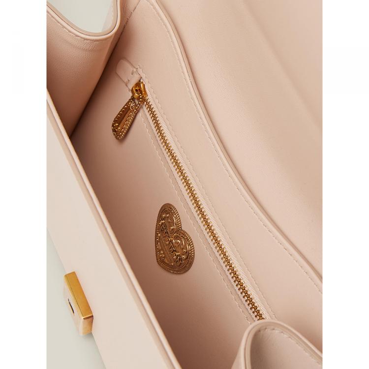 Pre Owned Dolce & Gabbana Pink Devotion Crystal-Embellished Leather Shoulder Bag