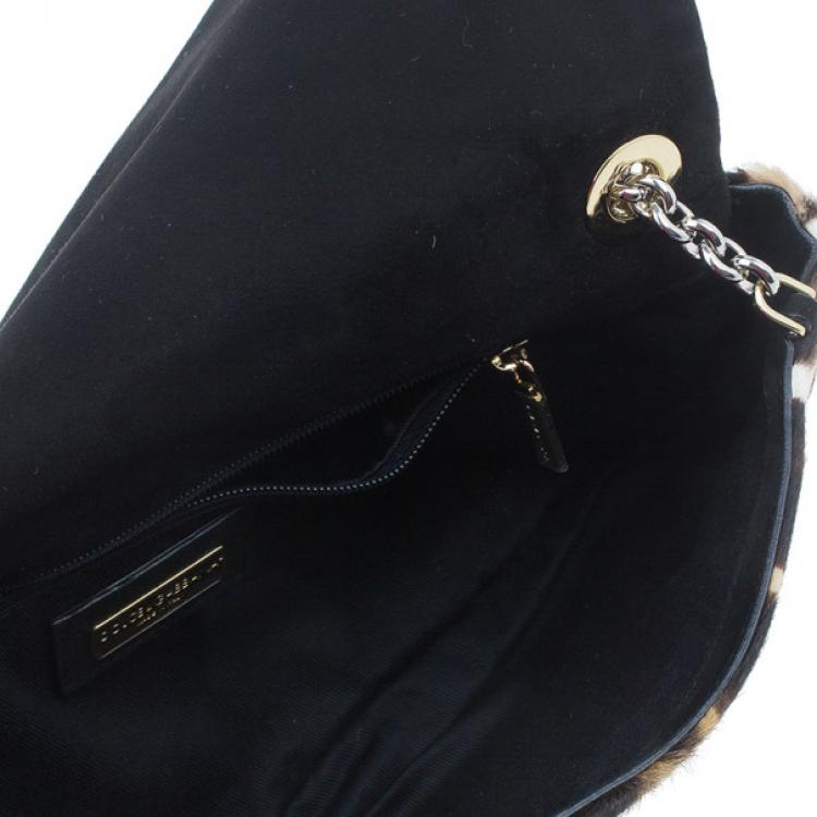 Pre Owned Dolce and Gabbana Small Leopard Print Pony Hair Charles Bag