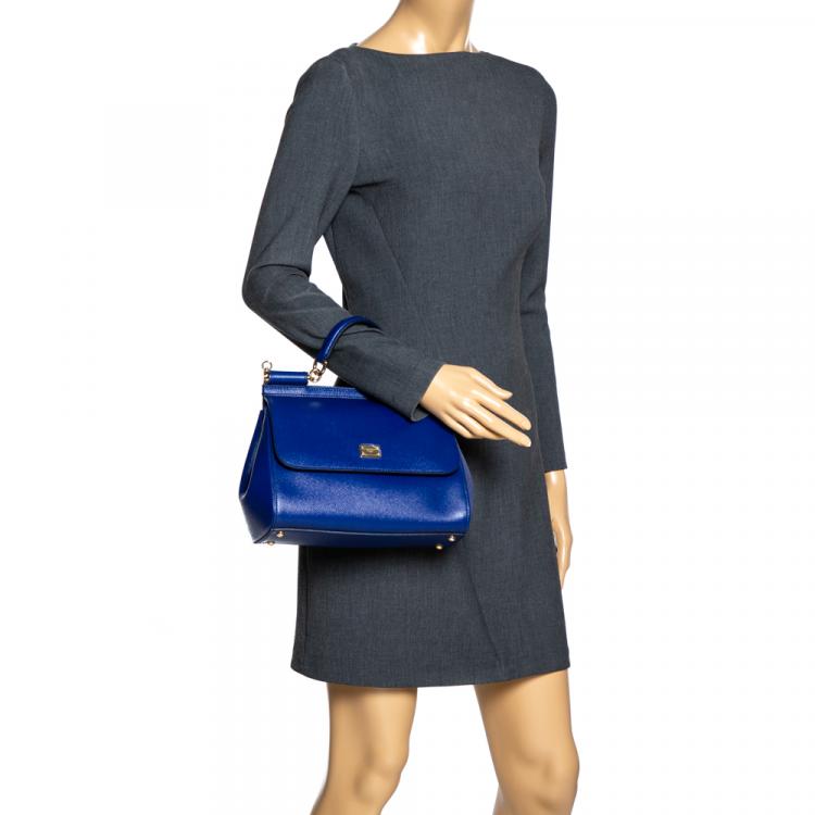 Pre Owned Dolce & Gabbana Blue Leather Medium Miss Sicily Bag