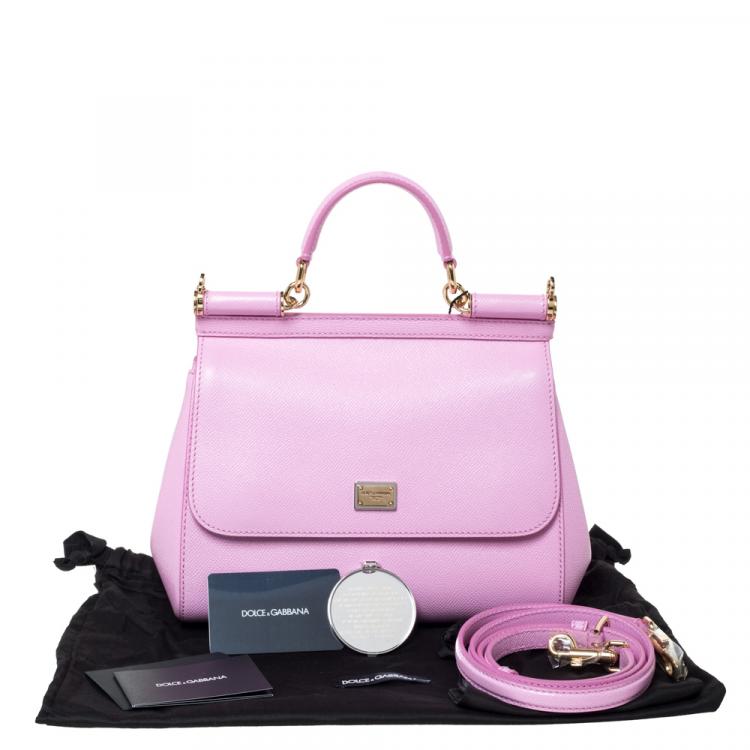 Pre Owned Dolce & Gabbana Pink Leather Medium Miss Sicily Bag