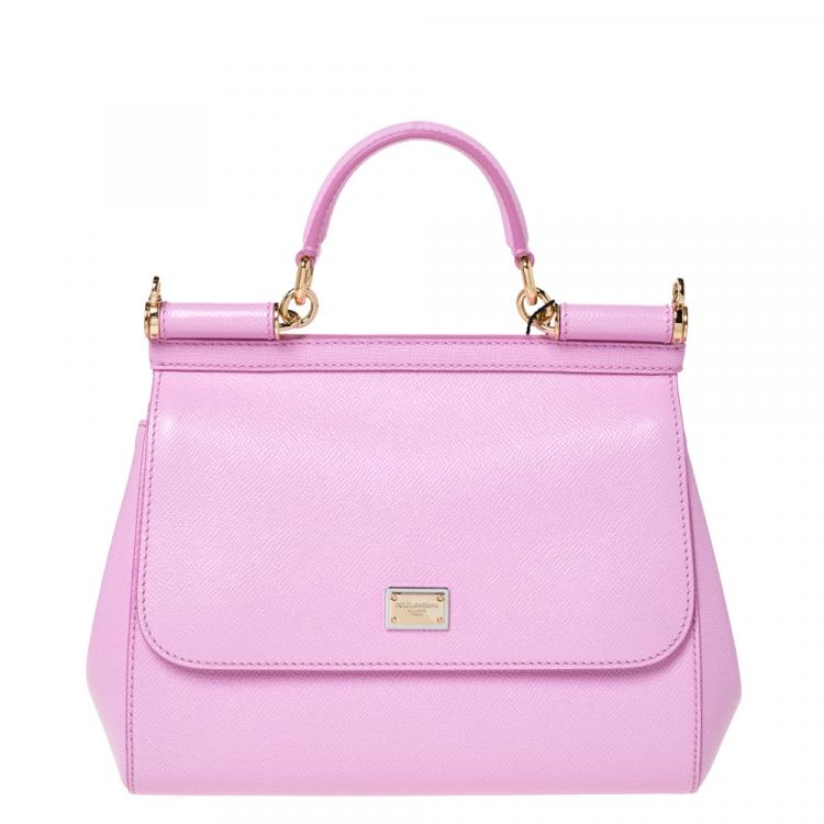 Pre Owned Dolce & Gabbana Pink Leather Medium Miss Sicily Bag