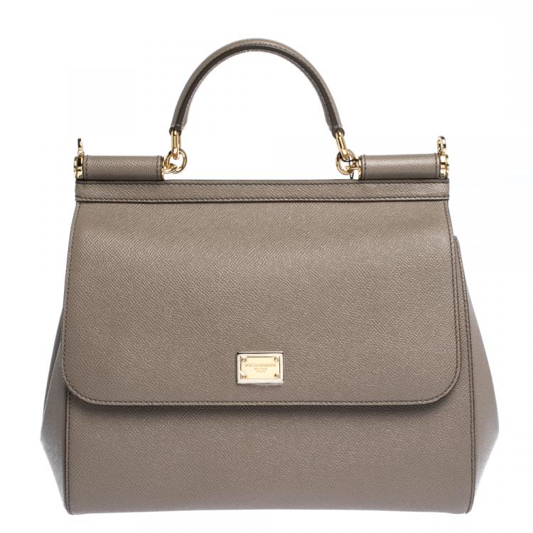 Pre Owned Dolce & Gabbana Grey Leather Miss Sicily Bag