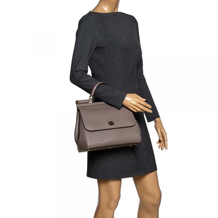 Pre Owned Dolce & Gabbana Grey Leather Miss Sicily Bag