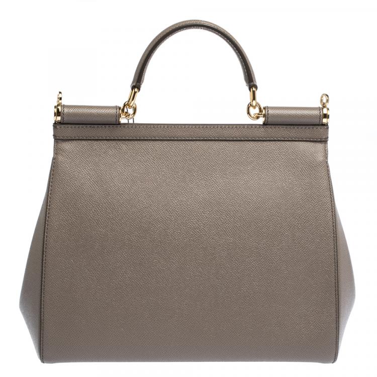 Pre Owned Dolce & Gabbana Grey Leather Miss Sicily Bag