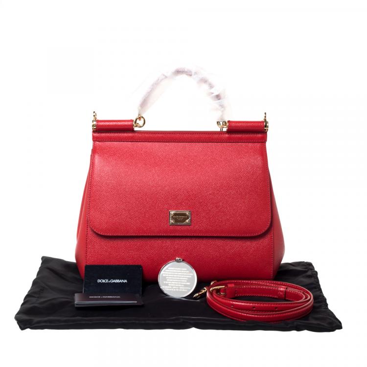 Pre Owned Dolce & Gabbana Red Leather Miss Sicily Bag