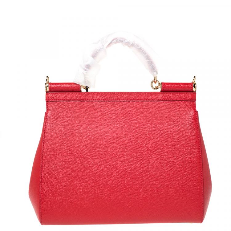 Pre Owned Dolce & Gabbana Red Leather Miss Sicily Bag