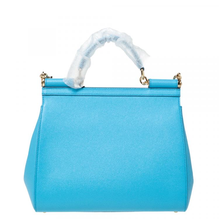 Pre Owned Dolce & Gabbana Sky Blue Leather Miss Sicily Bag