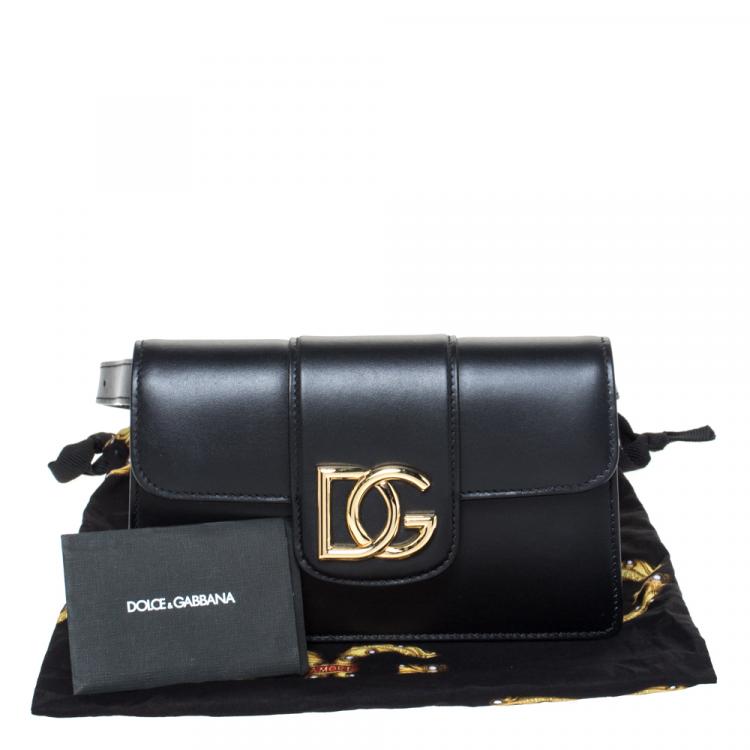 Pre Owned Dolce & Gabbana Black Leather DG Millenials Belt Bag