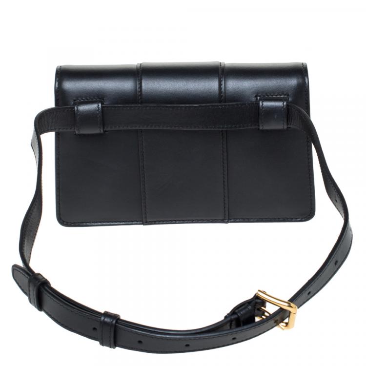 Pre Owned Dolce & Gabbana Black Leather DG Millenials Belt Bag