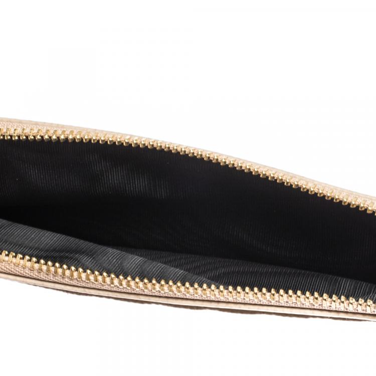 Pre Owned Dolce & Gabbana Beige Leather Zipped Card Holder