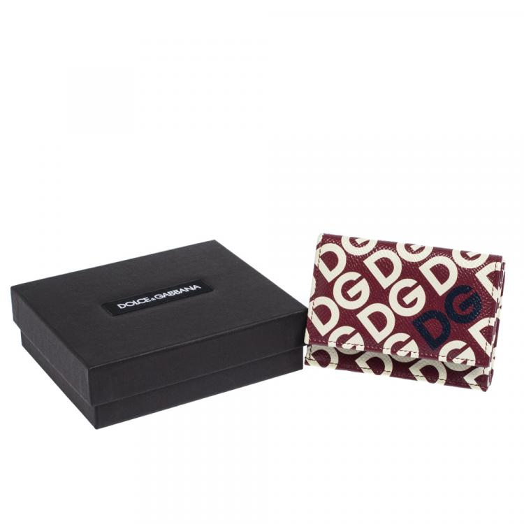 Pre Owned Dolce & Gabbana Multicolor DG Mania Print Leather Small Trifold Continental Wallet