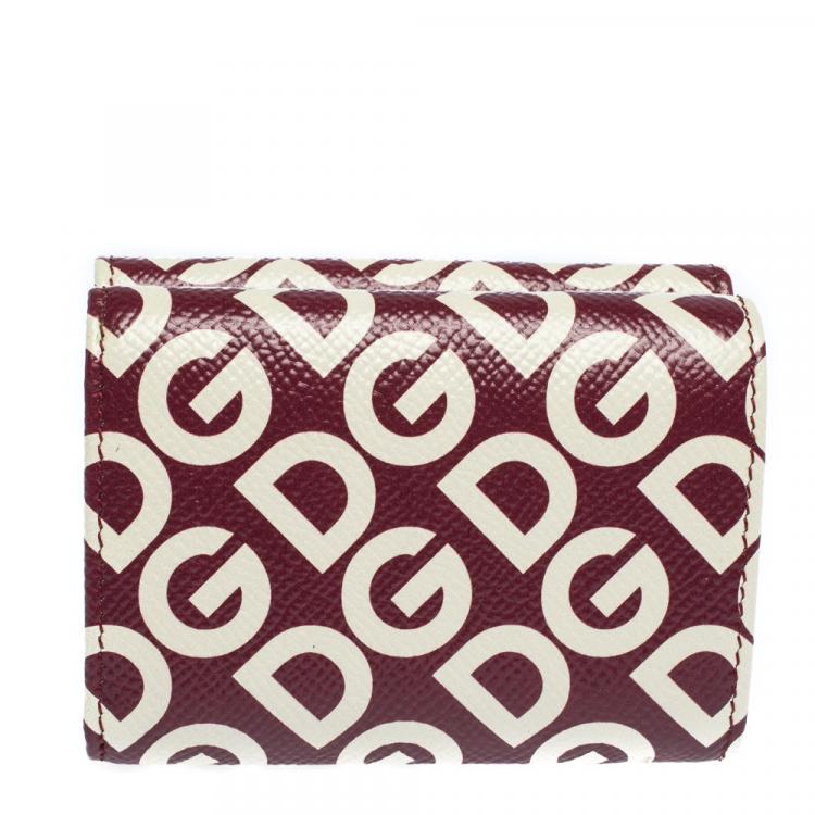 Pre Owned Dolce & Gabbana Multicolor DG Mania Print Leather Small Trifold Continental Wallet