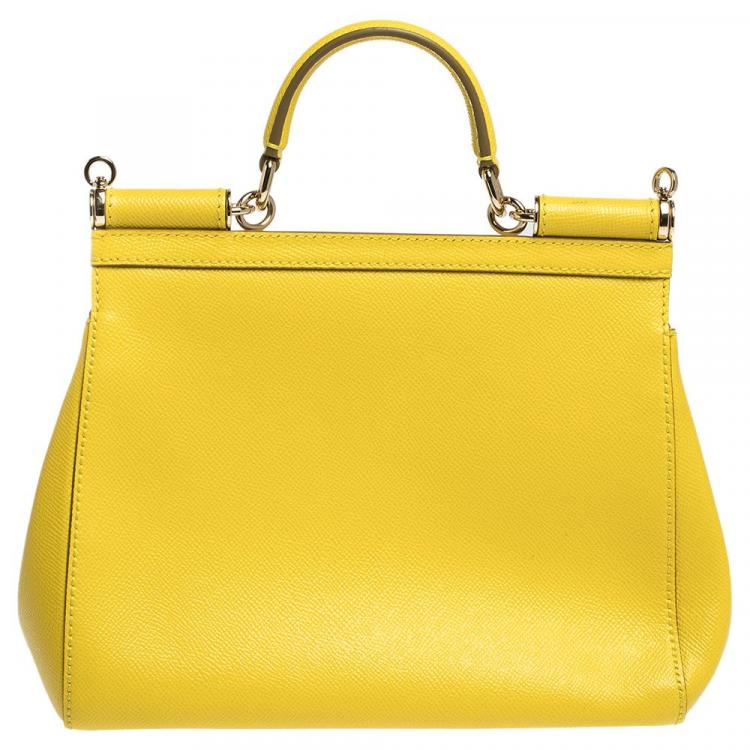 Pre Owned Dolce & Gabbana Yellow Leather Medium Miss Sicily Bag
