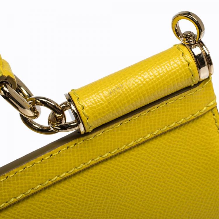 Pre Owned Dolce & Gabbana Yellow Leather Medium Miss Sicily Bag