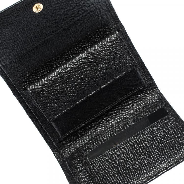 Pre Owned Dolce & Gabbana Black Leather Trifold Wallet