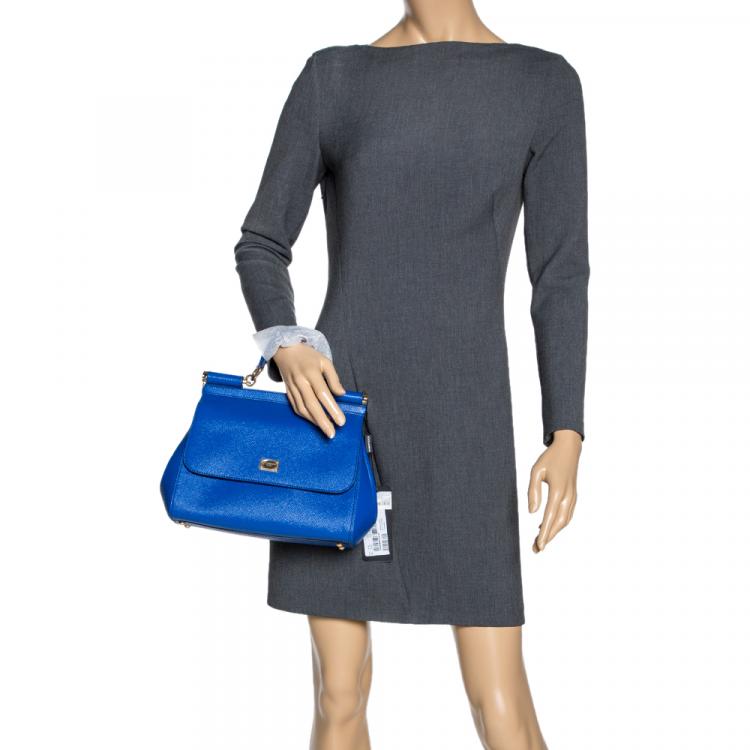 Pre Owned Dolce & Gabbana Blue Leather Medium Miss Sicily Bag