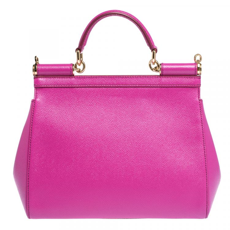 Pre Owned Dolce & Gabbana Pink Leather Medium Miss Sicily Bag