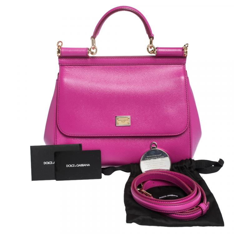 Pre Owned Dolce & Gabbana Pink Leather Medium Miss Sicily Bag