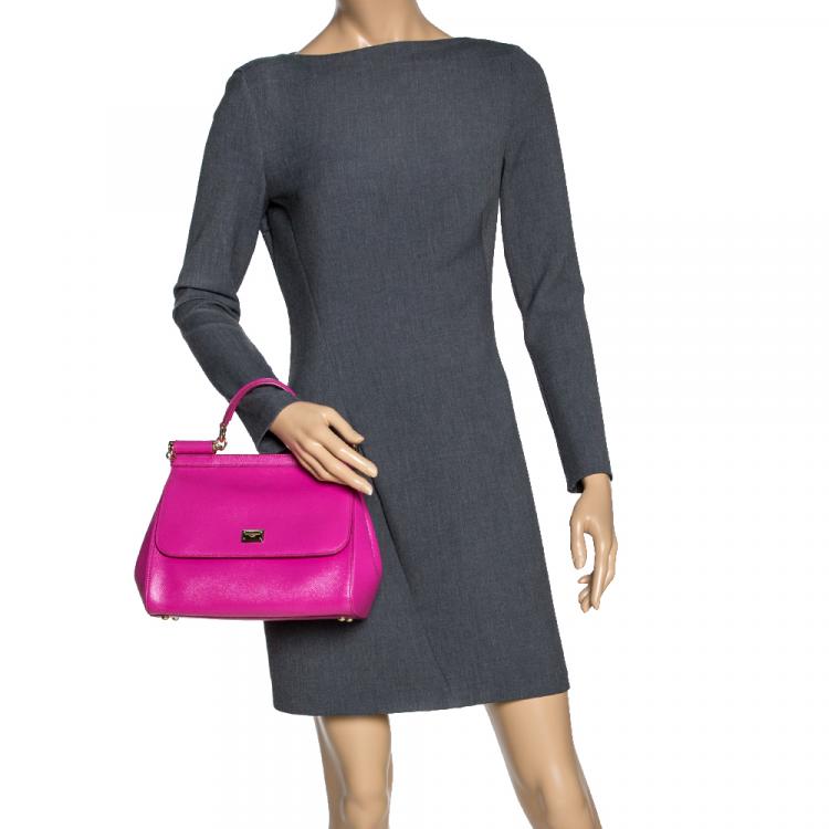 Pre Owned Dolce & Gabbana Pink Leather Medium Miss Sicily Bag