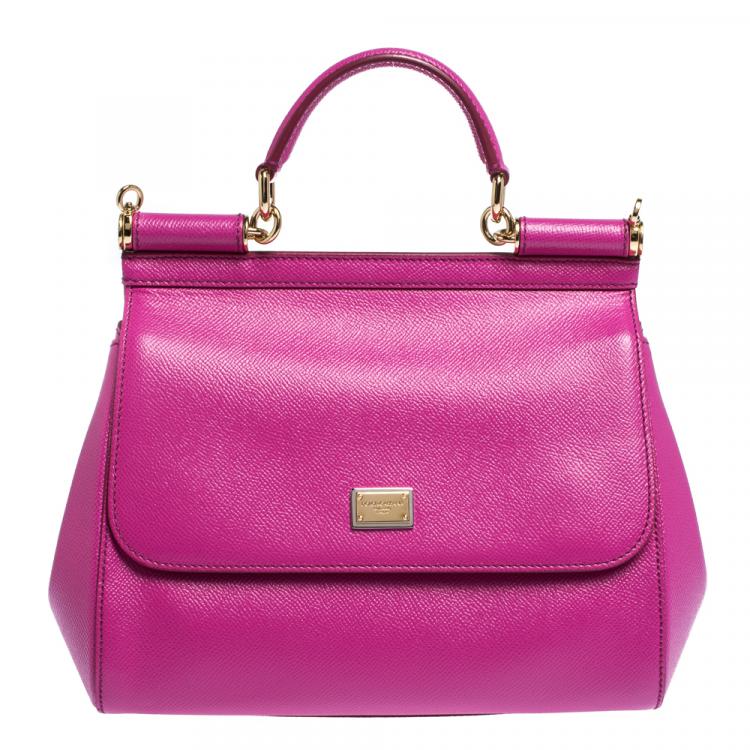 Pre Owned Dolce & Gabbana Pink Leather Medium Miss Sicily Bag
