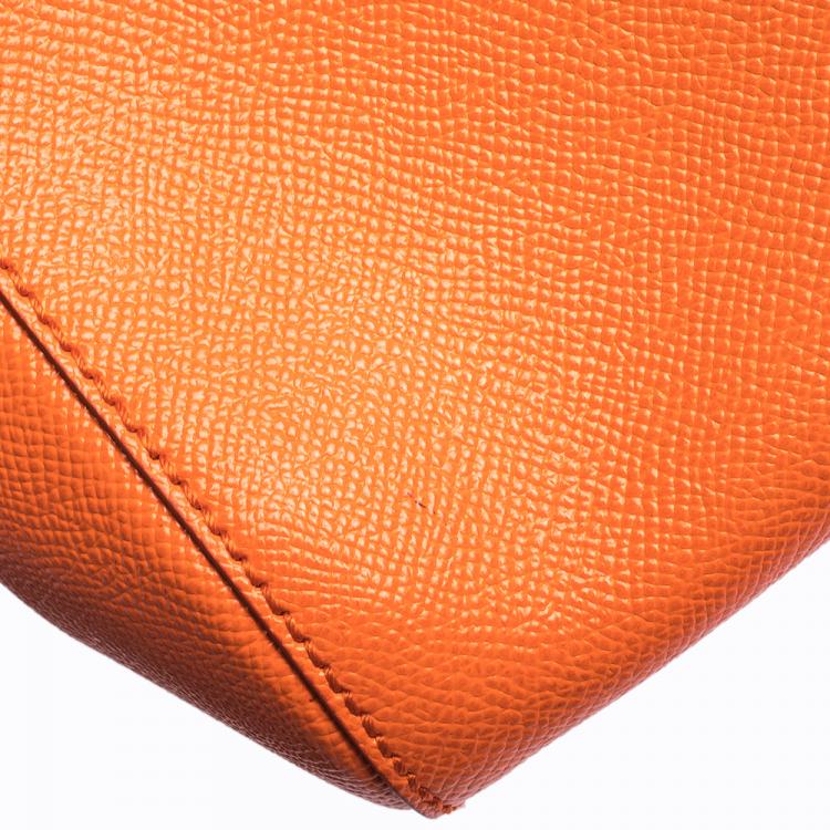 Pre Owned Dolce & Gabbana Orange Leather Medium Miss Sicily Bag