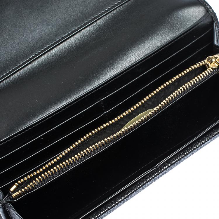 Pre Owned Dolce & Gabbana Black Leather Logo Foldover Wallet