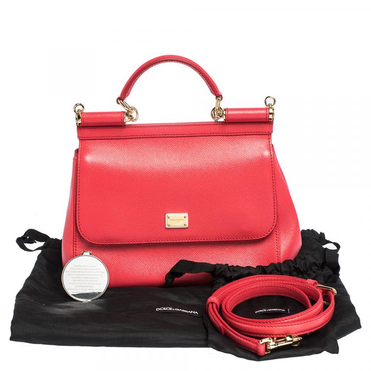 Pre Owned Dolce & Gabbana Red Leather Medium Miss Sicily Bag