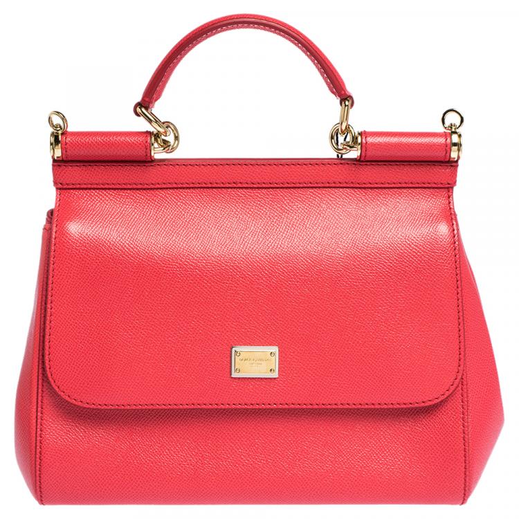 Pre Owned Dolce & Gabbana Red Leather Medium Miss Sicily Bag