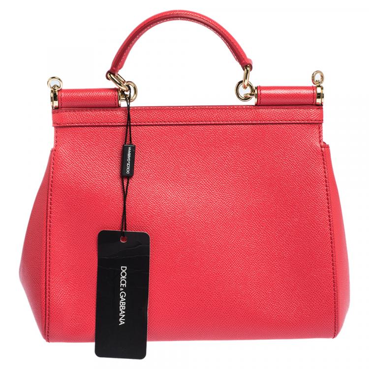 Pre Owned Dolce & Gabbana Red Leather Medium Miss Sicily Bag