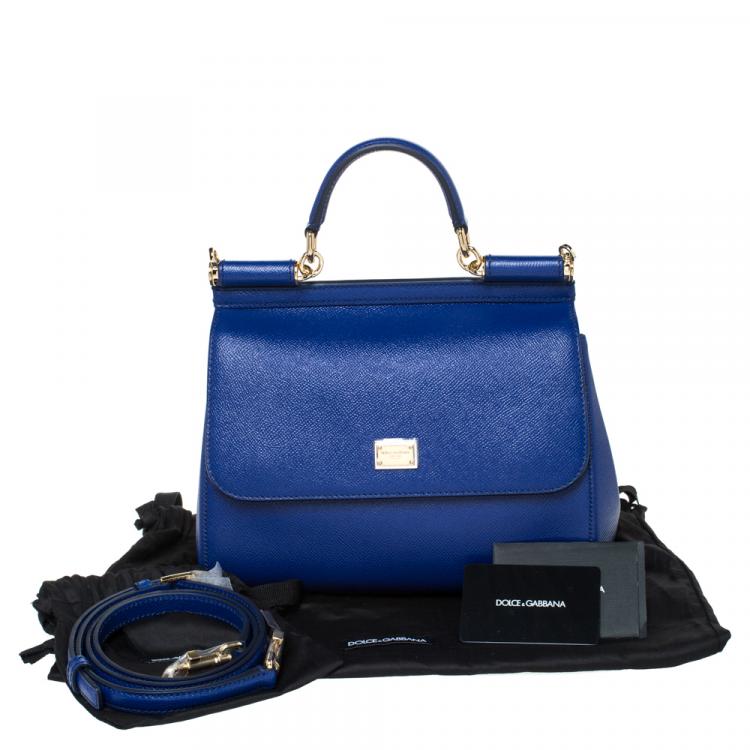 مملوكة مسبقًا Dolce & Gabbana Blue Leather Medium Miss Sicily Bag