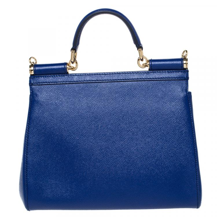 مملوكة مسبقًا Dolce & Gabbana Blue Leather Medium Miss Sicily Bag