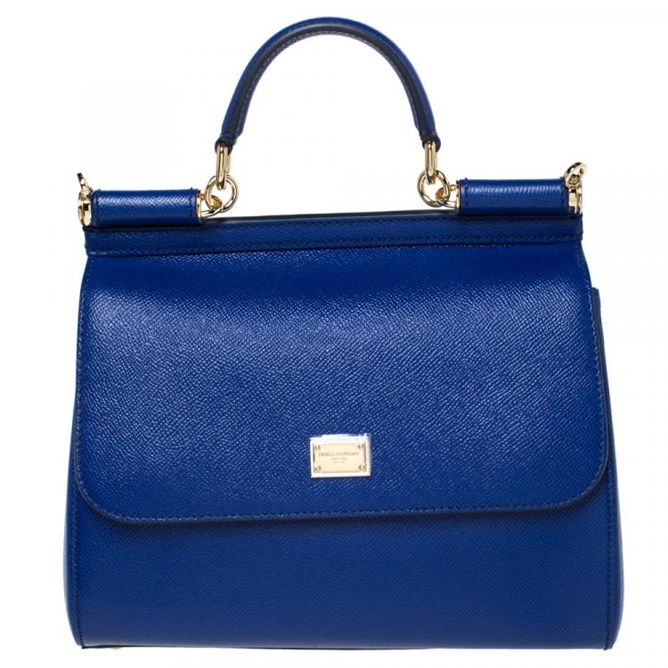 Pre Owned Dolce & Gabbana Blue Leather Medium Miss Sicily Bag